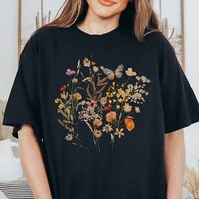 Spring Wildflower Butterfly Nature Lover T-Shirt