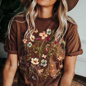 Boho Wildflowers Pastel Floral Nature T-Shirt