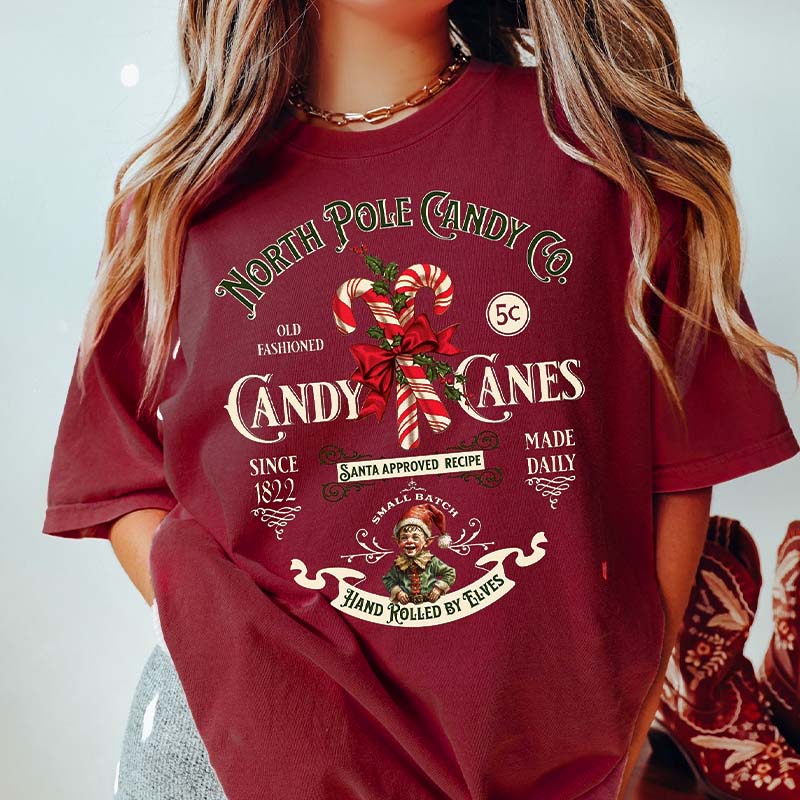 Candy Cane Christmas Vintage Style T-Shirt