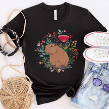 Capybara Floral Vintage Aesthetic Rodent T-Shirt