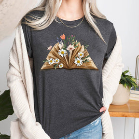 Reading Book Librarian Flower T-Shirt