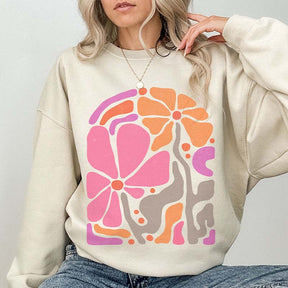 Pink Boho Flower Minimalist Sweatshirt