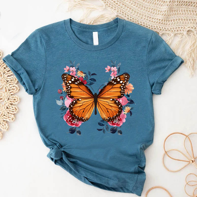 Floral Butterfly Animal Lover T-Shirt