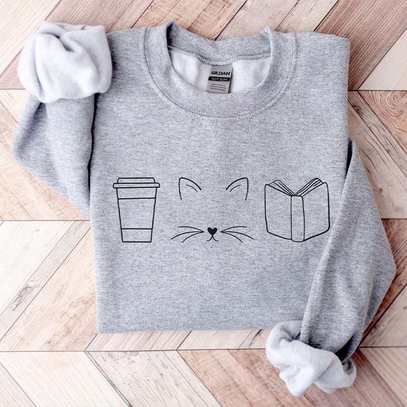 Cats Coffee Books Sweatshirt