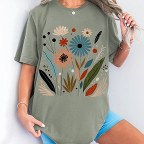 Boho Floral Nouveau Art Wildflowers T-Shirt