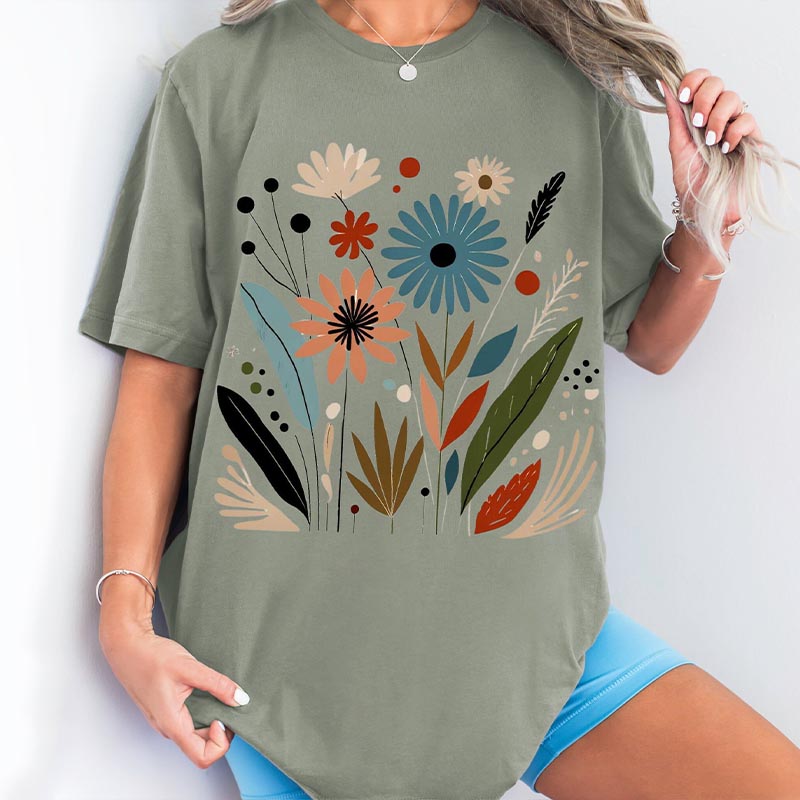 Boho Floral Nouveau Art Wildflowers T-Shirt