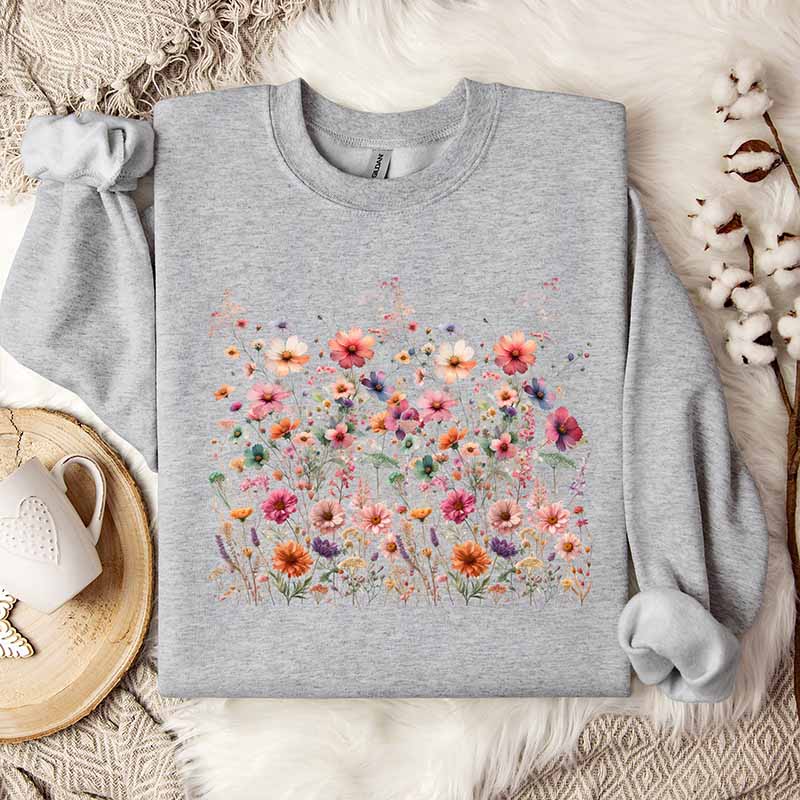 Cute Vintage Pressed Flowers Sweatshirt