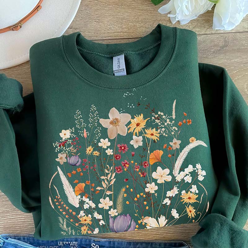 Gardening Botanical Pressed Flower Sweatshirt