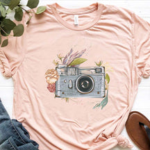 Watercolor Floral Camera  Photo Lover T-Shirt