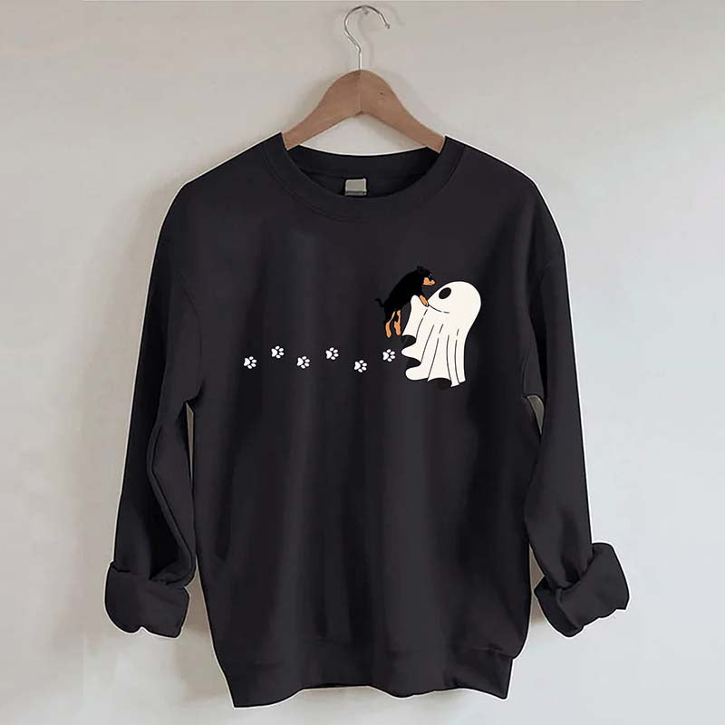 Cute Ghost Dog Halloween Black Sweatshirt