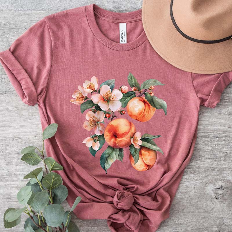 Aesthetic Peaches Botanical Fruit T-Shirt