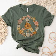 Floral Peace Sign Minimalist T-Shirt