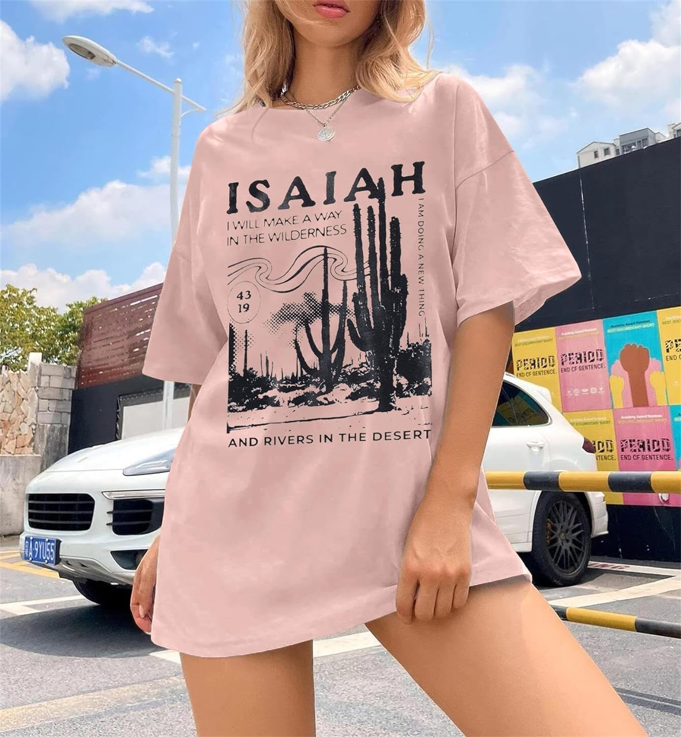 Women Oversized Faith Christian Religious T-Shirt