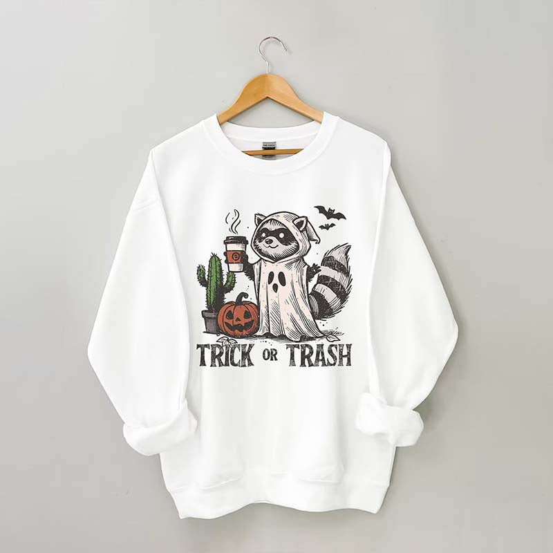 Trick Or Trash Raccoon Halloween Sweatshirt