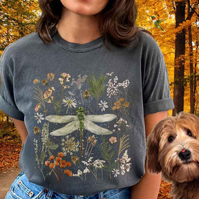 Fly Fall Dragonfly Floral T-Shirt