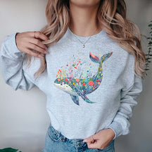 Floral Whimsical Whale Sweatshirt