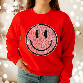 Smile Face  Leopard Sweatshirt