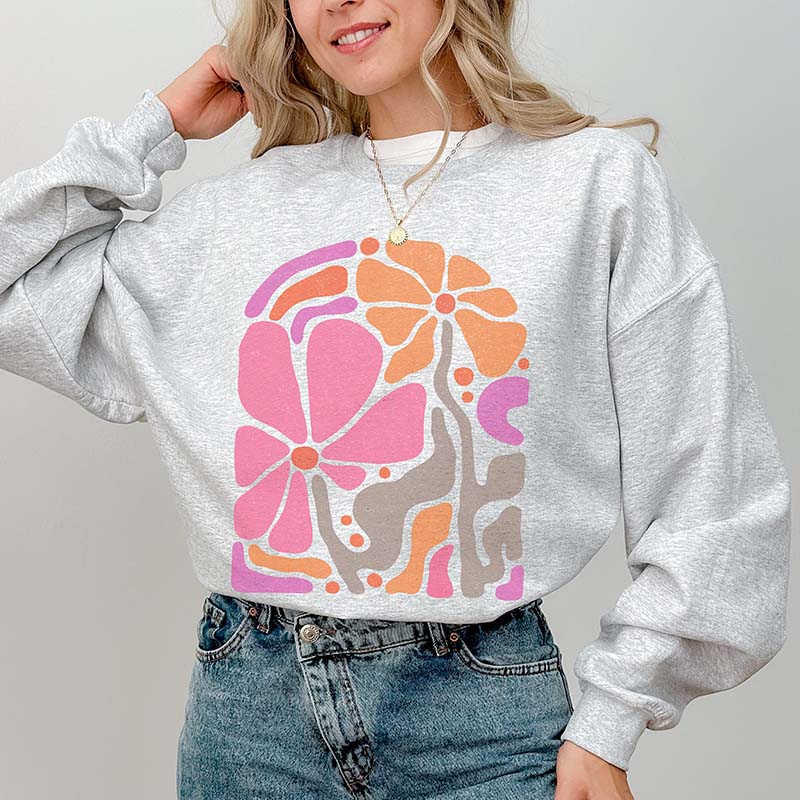 Pink Boho Flower Minimalist Sweatshirt