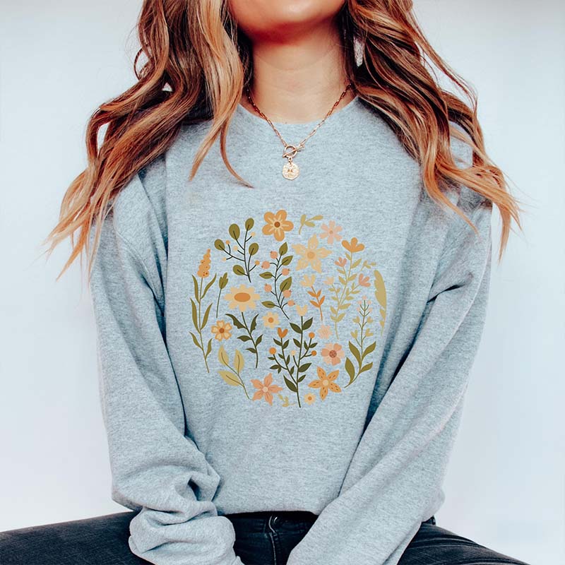 Boho Cottagecore Wildflowers Ring Sweatshirt