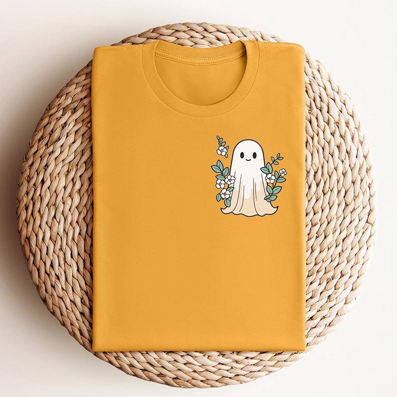 Floral Ghost Halloween Pocket T-Shirt