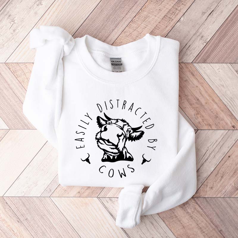 Easily Distracted By Cows Farm Love Sweatshirt