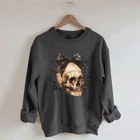 Halloween Skull Bow Sweatshirt