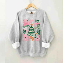 Merry And Bright Christmas Tree Flower Sweatshirt