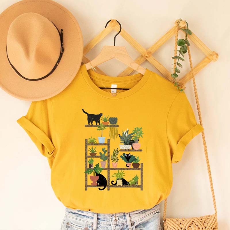 Cats and Plants Succulent T-Shirt