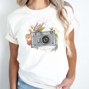 Watercolor Floral Camera  Photo Lover T-Shirt