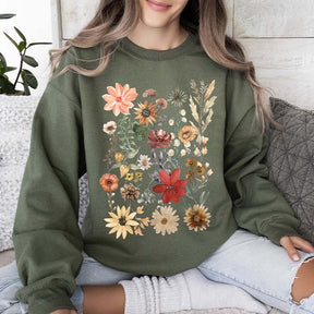 Dried Wildflower Pressed Leaves Sweatshirt