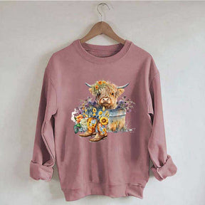 Highland Cow in Metal Tub Sweatshirt