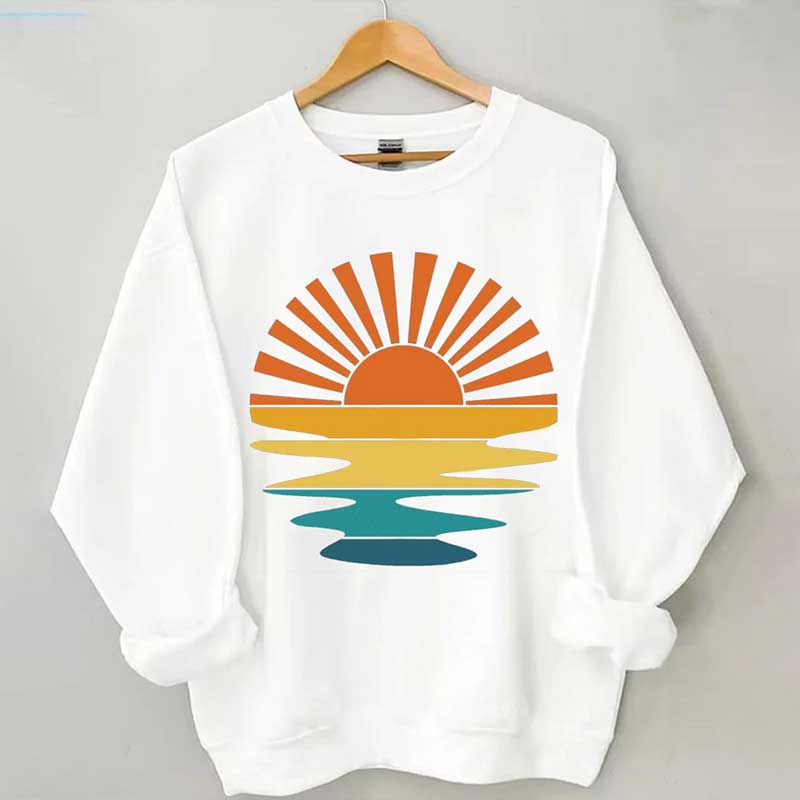 Retro Sunset Rays Wavy Sweatshirt