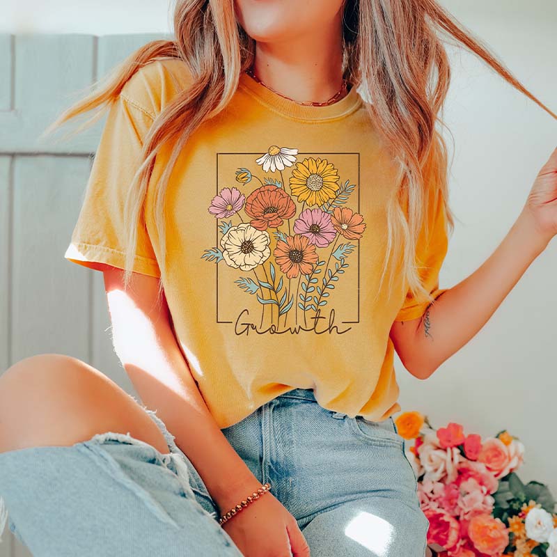 Growth WildFlower Graphic Inspirational T-Shirt