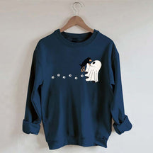 Cute Ghost Dog Halloween Black Sweatshirt