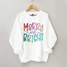 Merry And Bright Christmas Printed Sweatshirt