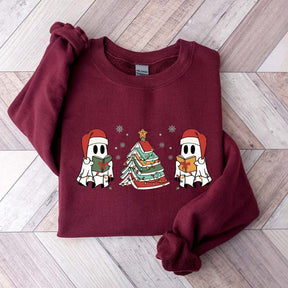 Christmas Ghost Book Reading Sweatshirt