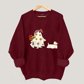 Cute Ghost Walking Dog Sweatshirt