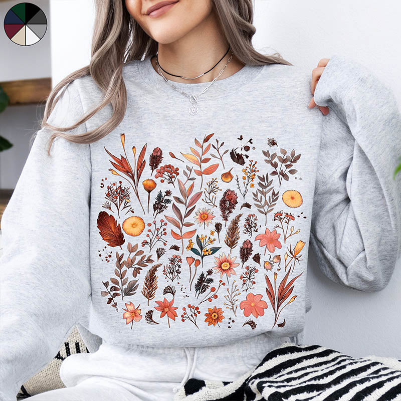 Autumnal Wildflowers Boho Floral Forest Sweatshirt