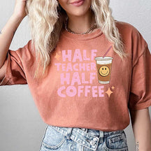 Retro Half Teacher Half Coffee T-Shirt