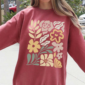 Retro Wavy Flowers Sweatshirt