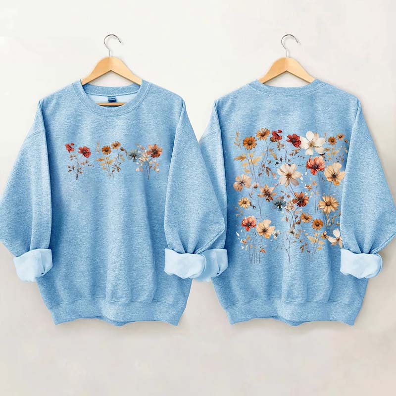 Retro Vintage Pressed Flowers Sweatshirt