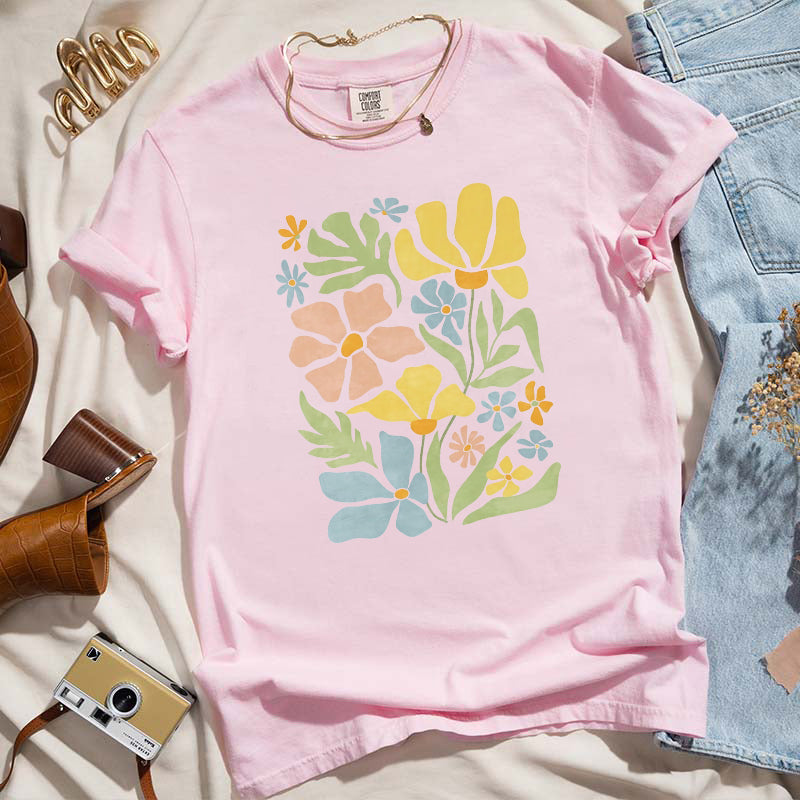 Colorful Boho Floral Summer Flowers T-Shirt