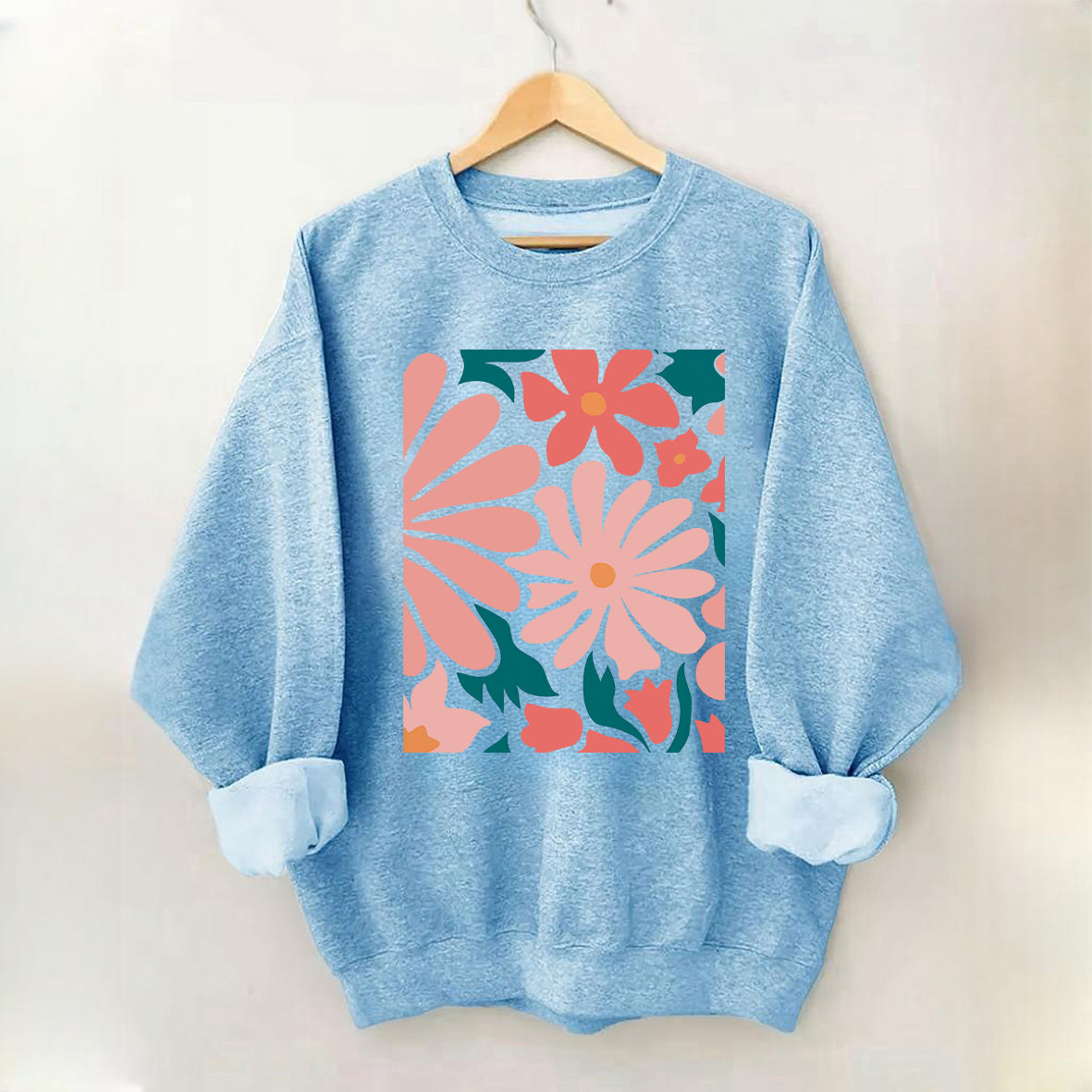 Flower Market  Pink Flowers Botanical Sweatshirt