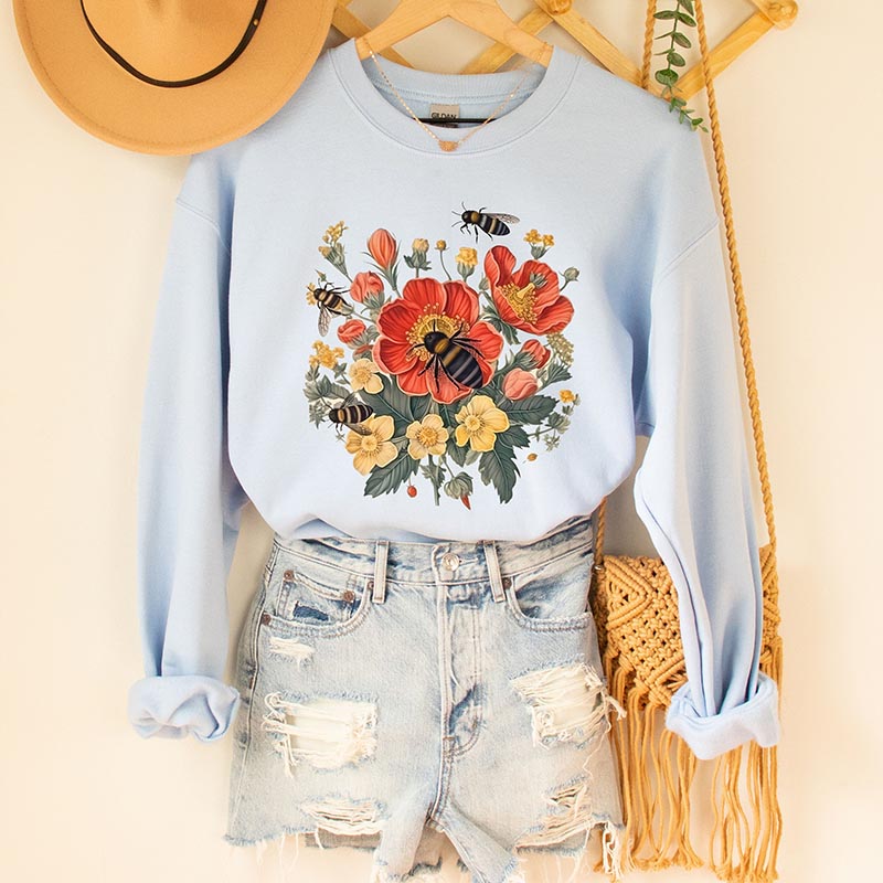 Cute Bee Botanical Sweatshirt