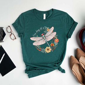 Dragonfly Cute Inspirational Quote Floral T-Shirt