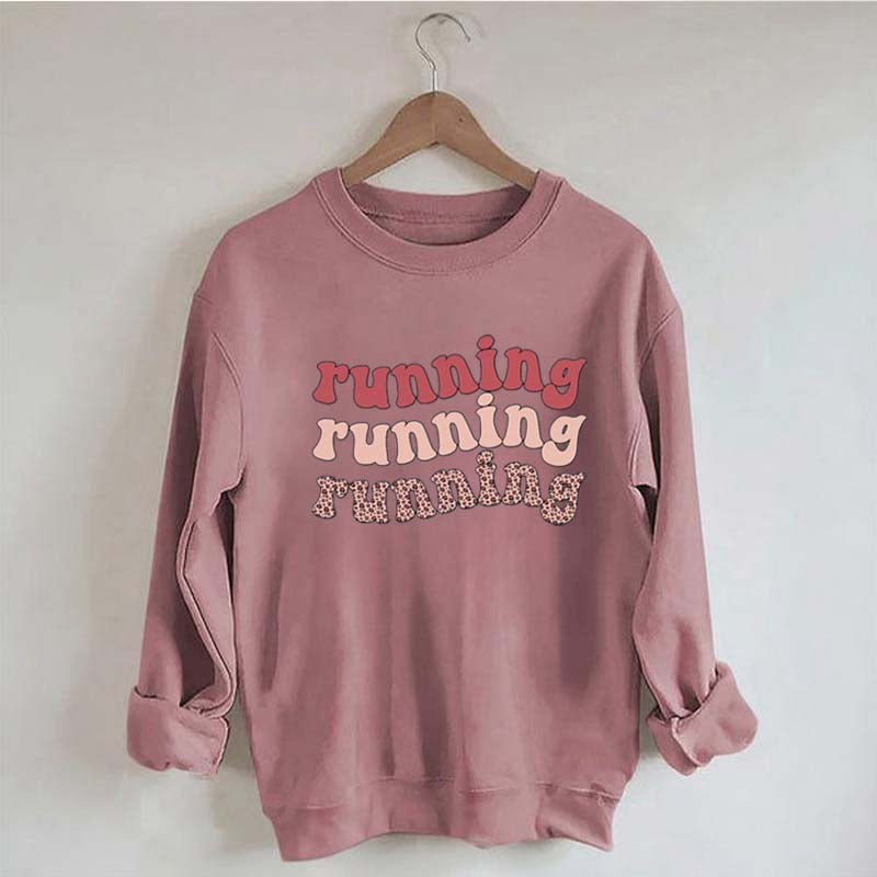 Pink Running Leopard Print Sweatshirt