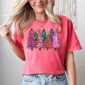 Merry And Bright Pink Christmas Tree T-Shirt