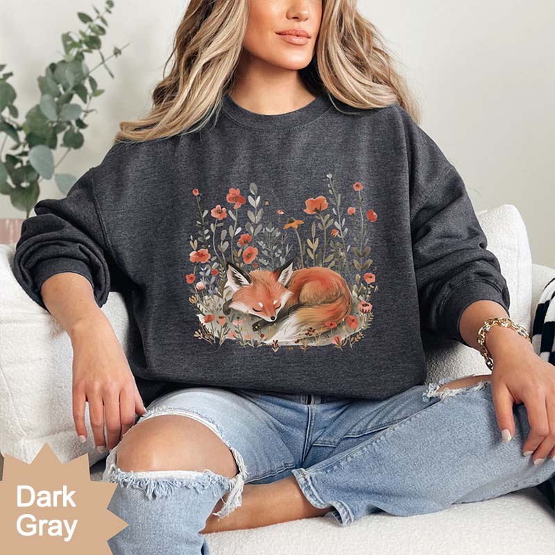 Wildflower Fox Nature Wildlife Sweatshirt