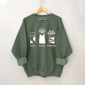 Rock Paper Scissors Cat Sweatshirt