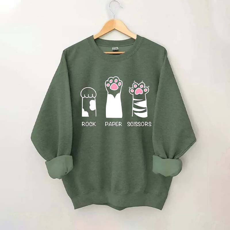 Rock Paper Scissors Cat Sweatshirt